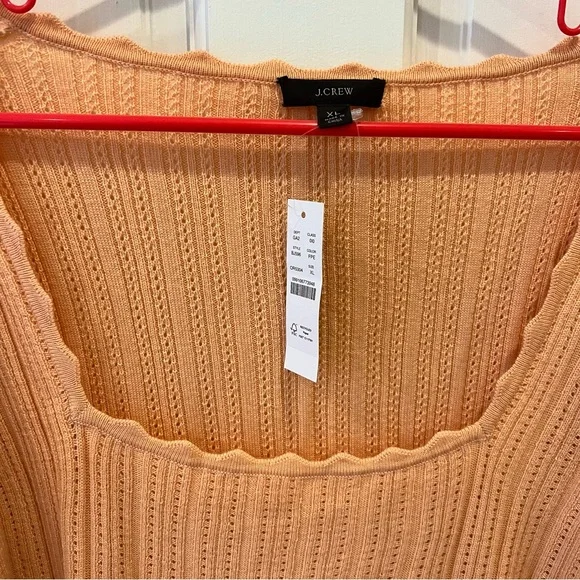 J.Crew Knit Long Sleeve Scalloped Edge Sweater Top XL NWT 100% wool - Picture 3 of 4